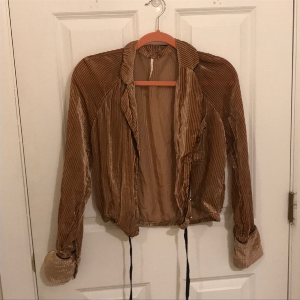 Free People Burnt Orange Velvet Burnout Blazer